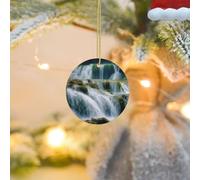 Christmas Tree Ornament Hanging Round Waterfall Water Resources Ceramic Ornaments Personalized Circle Porcelain Pendant Christmas Ornament for Holiday Decoration Keepsake Gifts