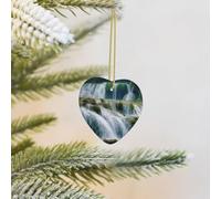 Christmas Tree Ornament Hanging Waterfall Water Resources Ceramic Ornaments Personalized Heart Porcelain Pendant Christmas Ornament for Holiday Decoration Keepsake Gifts