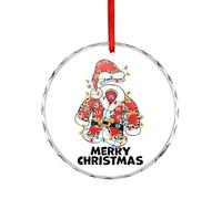 Christmas Tree Ornament, Leopard Santa Suit Glass Memorial Souvenir, Funny Circle Hanging Ornaments for Home Decor, Stocking Stuffer Gifts For Leopard Print Enthusiasts, 7.5CM