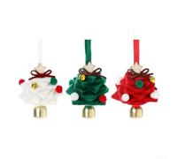 Christmas Tree Ornament Mini Felt Bell Wind Chime Handmade Holiday Decoration Small 7x7cm Pendant for Home Office Bedroom Christmas Table White Green Red Soft Wool(three color)