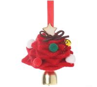 Christmas Tree Ornament Mini Felt Bell Wind Chime Handmade Holiday Decoration Small 7x7cm Pendant for Home Office Bedroom Christmas Table White Green Red Soft Wool(red)