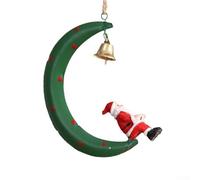 Christmas Tree Ornament with Moon Santa, Reindeer, and Bell for Festive Indoor and Outdoor Use (green)