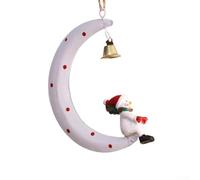 Christmas Tree Ornament with Moon Santa, Reindeer, and Bell for Festive Indoor and Outdoor Use (white)