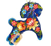 Christmas Tree Ornament Wooden Horse Hand-Painted 3,3 x 3,9 x 0,2 inch. Tree Hanger with Ukrainian Petrykivka Painting - Handicraft Nostalgic Christmas Decoration and Collectible