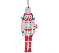 Christmas Tree Ornament Wooden Nutcracker Decoration Cartoon Soldiers Hanging Decoration Festive Figure Puppet Holiday Display Wall Door Mantel Home Decor Lightweight 16.8x6.2cm(Style A)