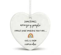 Christmas Tree Ornament - "You Are Amazing" Ceramic Appreciation Keepsake, Inspirational Gift for Women, Friend, Family, Mentor or Teacher for Christmas (off-white 1pcs)