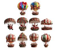Christmas Tree Ornaments, 10-Piece Christmas Decor Funny 2D, Santa Air Balloon Holiday Ornaments, for Indoor Outdoor Home Party Window Wall Door Garden Yard Porch Stairs