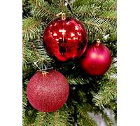 Christmas Tree Ornaments, 10cm Shatterproof Christmas Baubles, Set of 3 or 6, Shiny Glitter Matte Red or Gold Perfect Tree Decorations (6, red)