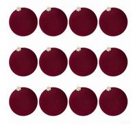 Christmas Tree Ornaments 12PC Velvet Balls 6cm Green(Red wine) | for durable plastic core, velvet exterior, shatter-resistant, lightweight, safe for homes with kids