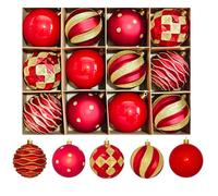 Christmas Tree Ornaments 12pcs - Red christmas Ball Ornaments Set for Christ mas, Holiday, Wreath & Party Decorations - Shatterproof, 80mm/3.15"