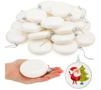 Christmas Tree Ornaments 12pcs White Round Block Decorations Christmas Tree | Hanging Ornaments Matte Soft Touch Finish for Minimalist Scandinavian Decor for Creating a Welcoming Entrance That Delights
