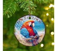 Christmas Tree Ornaments 2025 It's Five O'clock Somewhere' Custom Christmas Ornaments Summer Retro Sunset Drinking Xmas Ornament Beer Bar Club Glass Parrot Collectible Gift for Home Decor Ceramic