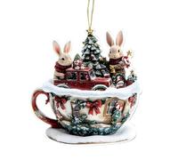 Christmas Tree Ornaments - 20g Festive Coffee Cup Design, Snow House Hanging Decoration, Holiday Party Pendant | Window Stair Fireplace Mantel Car Tote Bedside Bookshelf Seasonal Home Display