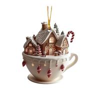 Christmas Tree Ornaments 2D Acrylic Christmas Snow Houses Hot Chocolate Mug Ornaments Coffee Cup Pendant for Xmas Tree Decoration Charm for Xmas Trees Holiday Party Home Car Decor