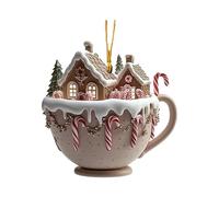 Christmas Tree Ornaments 2D Acrylic Christmas Snow Houses Hot Chocolate Mug Ornaments Coffee Cup Pendant for Xmas Tree Decoration Charm for Xmas Trees Holiday Party Home Car Decor