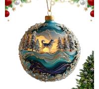 Christmas Tree Ornaments 2D Snow Wolf Santa Claus Acrylic Party Decor