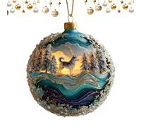Christmas Tree Ornaments 2D Wolf Acrylic Santa Claus Snow Decoration