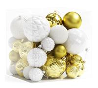 Christmas Tree Ornaments - 36 PCS Shatterproof Christmas Ball Ornaments Set for Christmas, Holiday, Wreath & Party Decorations (Multi-Size, Gold, White)