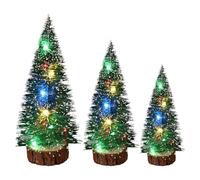 Christmas Tree Ornaments | 3pcs Small Tabletop Christmas Tree With LED Lights,Desktop Ornament For Bedroom, Bookshelf, Garden, Kids Room, Dorm And More