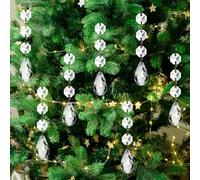 Christmas Tree Ornaments Acrylic Crystal Pendant 30PCS, Chandelier Lamp Teardrop Hanging Decorations Acrylic Droplet Pendants for Xmas Wedding Party New Year Decor