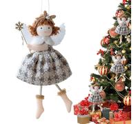 Christmas Tree Ornaments | Angel Plush Christmas Tree Ornaments Girl | Keepsake with Pearl Headband and Cord Seasonal Decoration for Garden Farm Restaurant Wall Balcony