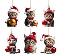 Christmas Tree Ornaments Animals | Cute Flat Christmas Tree Decorations | Creative Flat Acrylic Christmas Tree Animal Pendant for Car Decoration