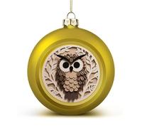 Christmas Tree Ornaments Balls - Coffee Bean Owl Print Shatterproof Xmas Tree Decorations, Golden Xmas Decorative Hanging Ball for Farmhouse Home Fireplace Decor Holiday Party Favors