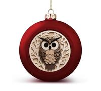 Christmas Tree Ornaments Balls - Coffee Bean Owl Print Shatterproof Xmas Tree Decorations, Red Xmas Decorative Hanging Ball for Farmhouse Home Fireplace Decor Holiday Party Favors