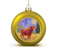 Christmas Tree Ornaments Balls - Cow Shatterproof Xmas Tree Decorations, Golden Xmas Decorative Hanging Ball for Farmhouse Home Fireplace Decor Holiday Party Favors