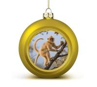 Christmas Tree Ornaments Balls - Golden Snub-Nosed Monkey Shatterproof Xmas Tree Decorations, Golden Xmas Decorative Hanging Ball for Farmhouse Home Fireplace Decor Holiday Party Favors