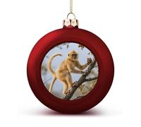 Christmas Tree Ornaments Balls - Golden Snub-Nosed Monkey Shatterproof Xmas Tree Decorations, Red Xmas Decorative Hanging Ball for Farmhouse Home Fireplace Decor Holiday Party Favors