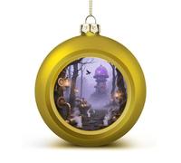 Christmas Tree Ornaments Balls - Gothic Fog Forest Shatterproof Xmas Tree Decorations, Golden Xmas Decorative Hanging Ball for Farmhouse Home Fireplace Decor Holiday Party Favors