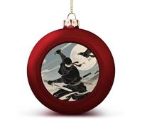 Christmas Tree Ornaments Balls - Ninja Shuriken Throw Shatterproof Xmas Tree Decorations, Red Xmas Decorative Hanging Ball for Farmhouse Home Fireplace Decor Holiday Party Favors