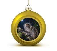 Christmas Tree Ornaments Balls - Peruvian Night Monkey Shatterproof Xmas Tree Decorations, Golden Xmas Decorative Hanging Ball for Farmhouse Home Fireplace Decor Holiday Party Favors