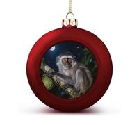 Christmas Tree Ornaments Balls - Peruvian Night Monkey Shatterproof Xmas Tree Decorations, Red Xmas Decorative Hanging Ball for Farmhouse Home Fireplace Decor Holiday Party Favors