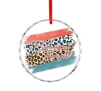 Christmas Tree Ornaments, Behavioral Therapist Glass Memorial Souvenir, Leopard Print Funny Circle Hanging Ornament for Home Decor, Stocking Stuffer Gifts For Family Friend, 7.5CM