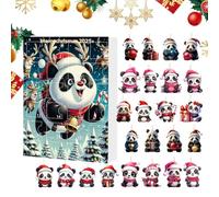 Christmas Tree Ornaments | Car Rearview Mirror 2D Acrylic Panda Ornament | 24-Day Countdown Calendar 2025 for Kids Adults, Animal Pendant for Christmas Tree Car Rearview Mirror Party Wall Decor