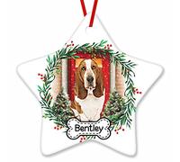 Christmas Tree Ornaments Ceramic Christmas Decorations,Xmas Tree Hanging Christmas Baubles Keepsake Memorial Personalized 2023 Scottish Basset Hound