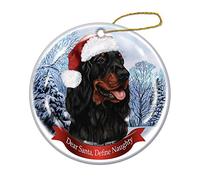 Christmas Tree Ornaments Ceramic Christmas Decorations,Xmas Tree Hanging Christmas Baubles Keepsake Memorial Gordon Setter Santa Hat Dog