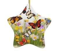 Christmas Tree Ornaments Ceramic Group of Butterflies Xmas Tree Hanging Decorations Cute Hanging Decoration Star Shaped Christmas Tree Ornaments 3.12 in