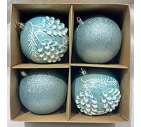 Christmas Tree Ornaments Christmas Ball Ornaments Colored Shatterproof Plastic Decorative Baubles for Holiday, Wreath & Party Decorations (Blue, 4 Pcs(10cm))