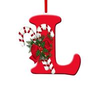 Christmas Tree Ornaments Classic Letter A to Z Hanging Decorations Small Candy Cane Alphabet Pendants for Home (Red L, 8CM)