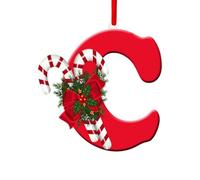 Christmas Tree Ornaments Classic Letter A to Z Hanging Decorations Small Candy Cane Alphabet Pendants for Home (Red C, 8cm)