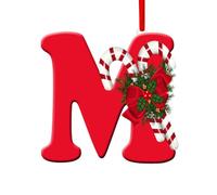 Christmas Tree Ornaments Classic Letter A to Z Hanging Decorations Small Candy Cane Alphabet Pendants for Home (Red M, 8cm)