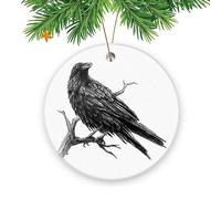Christmas Tree Ornaments Funny Hanging Xmas Decor for Office,A Raven Bird Or Crow on A Branch
