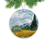 Christmas Tree Ornaments Funny Hanging Xmas Decor for Office,Vincent Van Gogh's Painting Wheat Field Overgrown