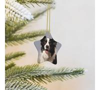 Christmas Tree Ornaments Hanging Border Collie Ceramic Ornaments Star Christmas Porcelain Decorations Tree Hanging Ornament for Home Holiday Decor Wedding Gifts