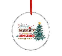 Christmas Tree Ornaments, Have Yourself Merry Little Christmas Glass Memorial Souvenir, Plaid Leopard Print Funny Circle Hanging Ornament for Home Decor, Stocking Stuffer Gifts For Family Friend, 3in