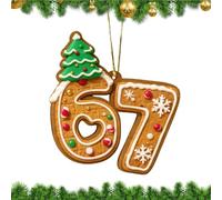 Christmas Tree Ornaments | Number 67 Design Pendant - Fun Christmas Ornaments with Rope - for Indoor Tree Family Holiday Thanksgiving Festive Car Accessories