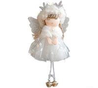 Christmas Tree Ornaments, Pendant Holiday Hanging Cozy, Plush Deer Antler Decor Angel Girl Creative Doll for Holiday(White)